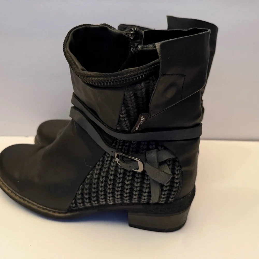 Muk Luks Black Ankle Boots with Knit Accent - Picture 2 of 4